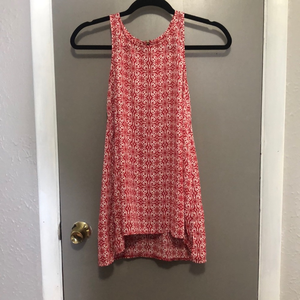Red Patterned Sleeveless Top